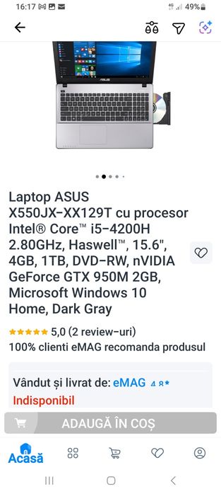 Laptop asus x550jx
