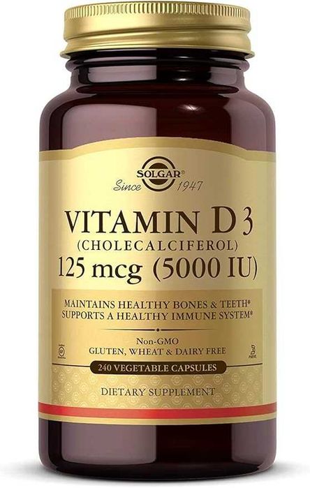 Витамин Д3 Solgar Vitamin D3 125 mcg (5000 IU), 240 Vegetable Capsules