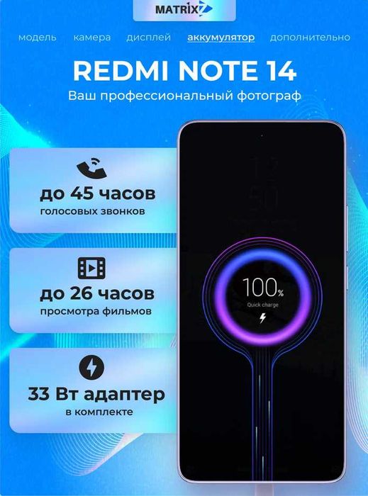 Xiaomi Redmi Note 14 -Midnight Black, 6/128 GB  (БУ)