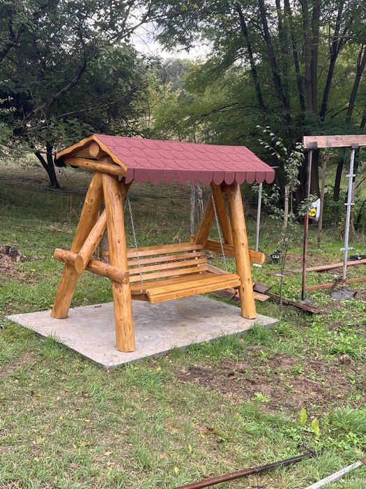 Leagan rustic din lemn masiv rotund