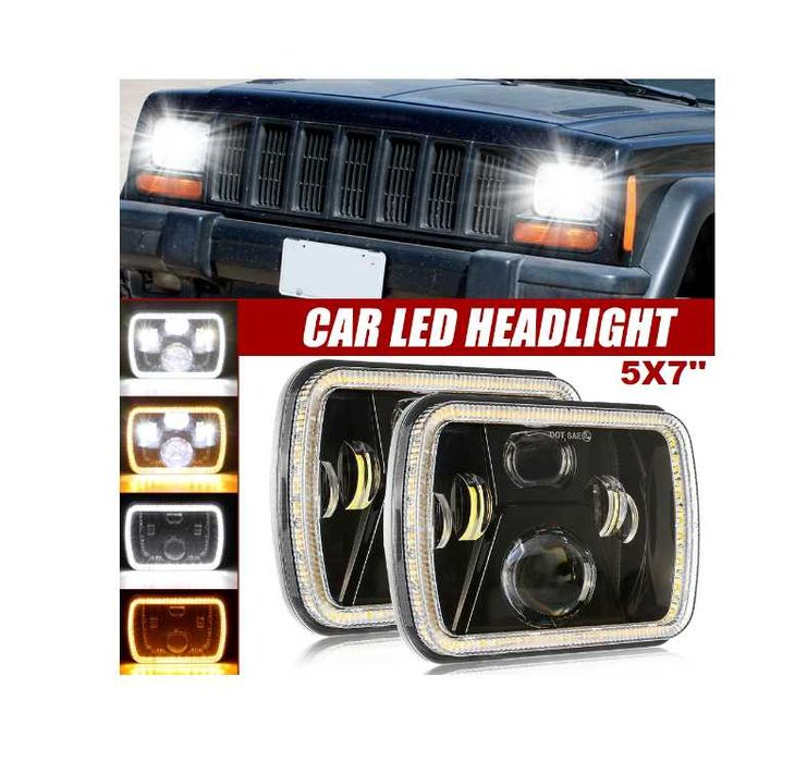 Комплект Правоъгълни LED фарове 5x7" H4 букса, 4 светлини