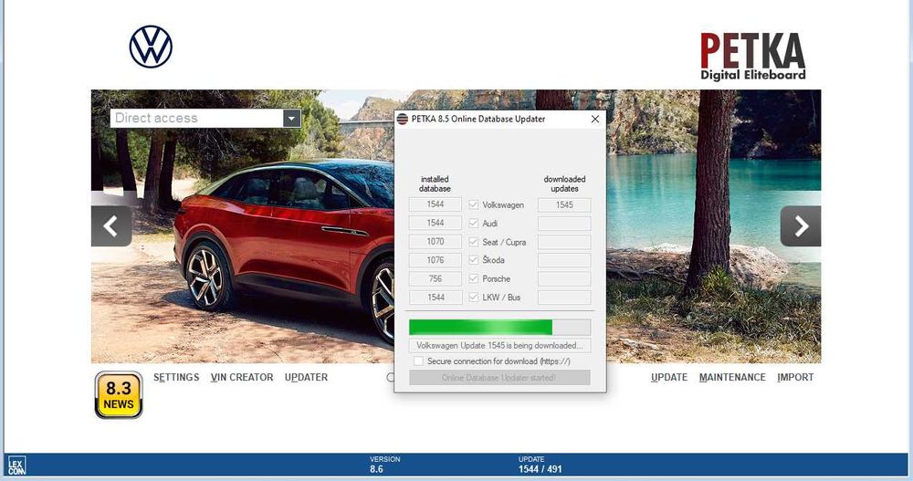 PETKA 8.6 (2025) – Catalog electronic de piese auto pentru grupul VAG.