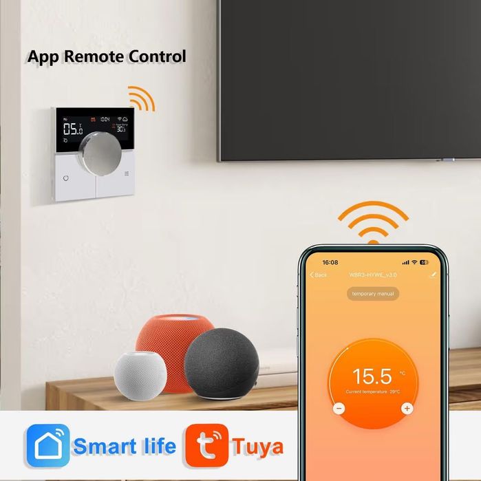 KETOTEK Умен Електрически Термостат 16A Съвместим с WiFi – Цифров
