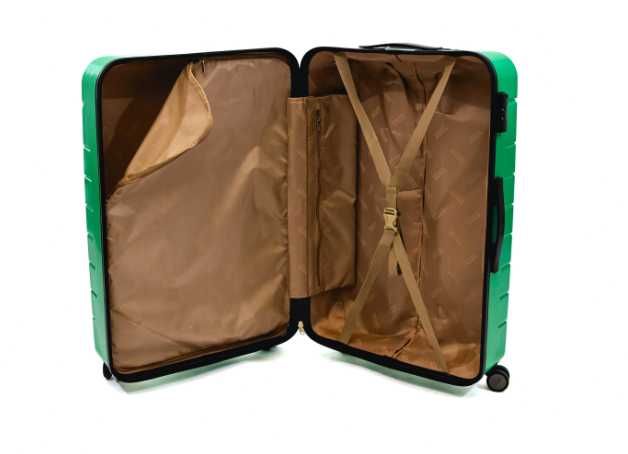 Troler Ella Icon Leaf cu 4 roti duble, ABS, 77x50x30 cm, Verde
