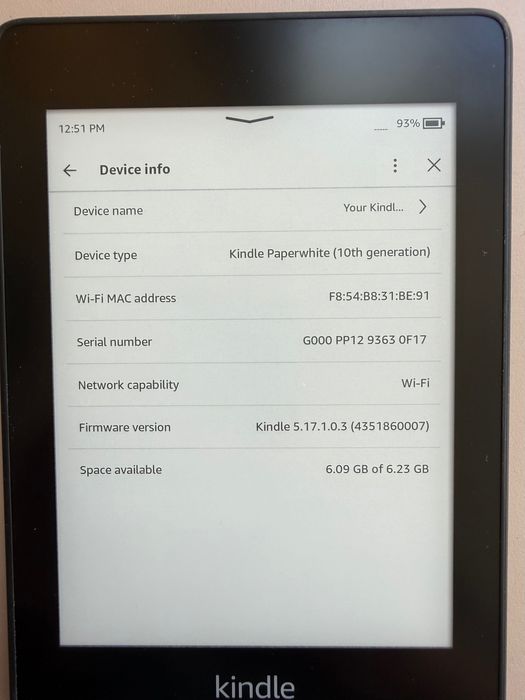 Kindle Paperwhite 10th generation ebook reader