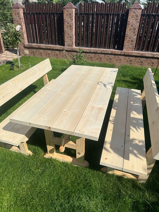 Set din lemn pentru grădină/ terasă/ foișor/ umbrar