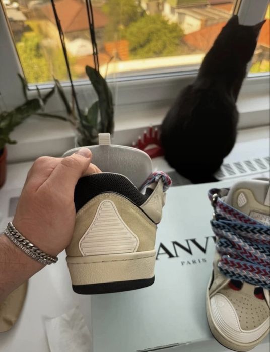 Lanvin Curb Sneakers Beige Red Blue Size 42 Originali Cu Bon și Cutie