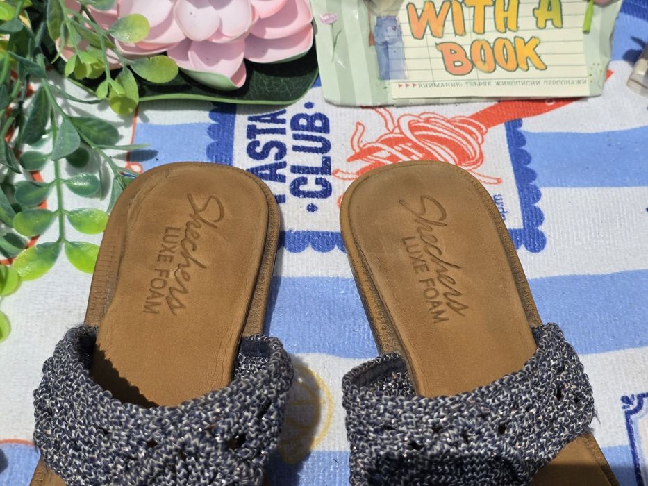 Skechers чехли естествена кожа