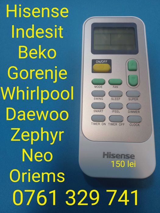 Telecomanda aer conditionat Vortex Heinner Tojo Paxton Beko Platinium Lg Samsung Yamato Carrier Aux Neo Chigo Hitachi Gree Hisense Whirlpool Midea