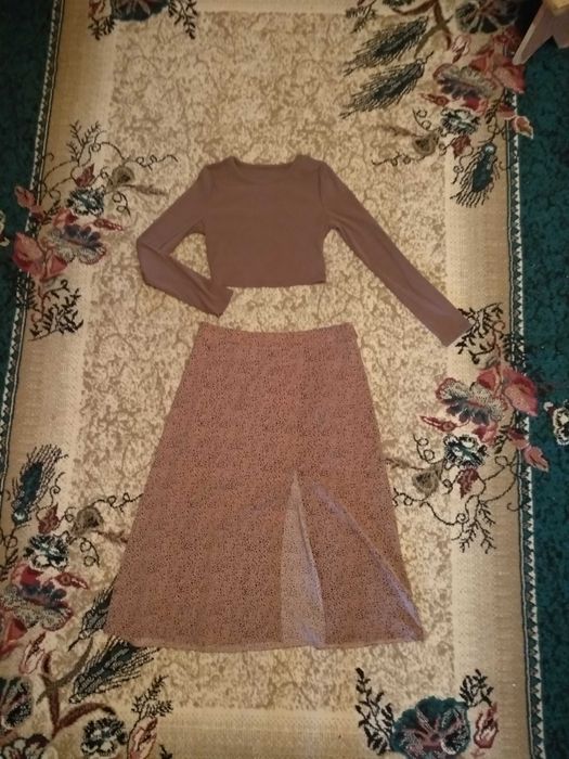 Юбка ниже колен леопардовая коричневая