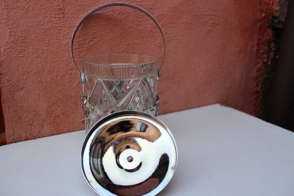 Bomboniera sticla taiata/metal ANGLIA, prima parte secol 20