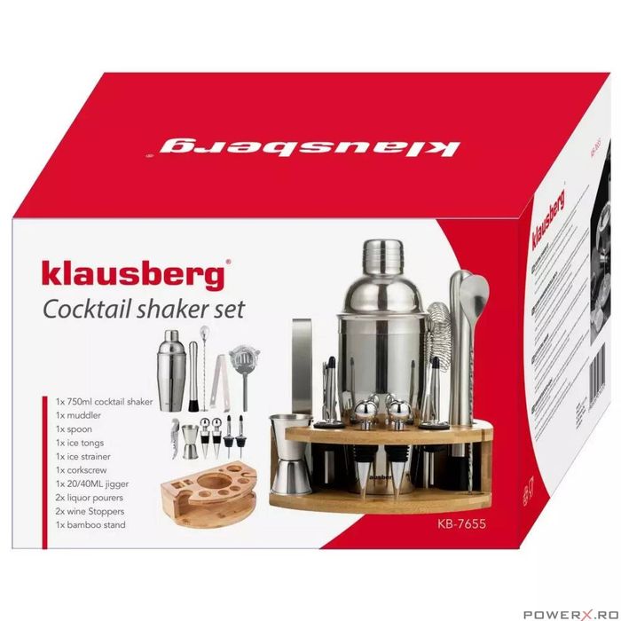 Set barman pentru bauturi, cocktailuri, shaker, 12 elemente, argintiu,