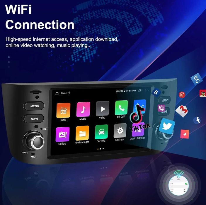 Мултимедия за Fiat Punto Навигация Двоен дин дисплей плеър Android GPS