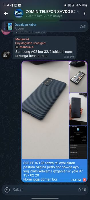 S20 FE 10kun garantiyasi bilan