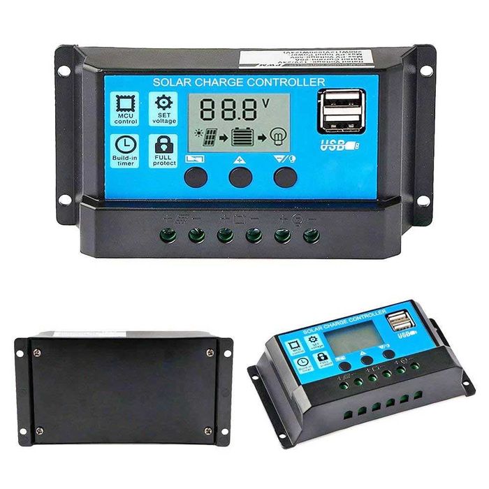 Regulator Controler Solar PWM 10A 20A 30A 60A 12V24V, 2 X USB Si LCD