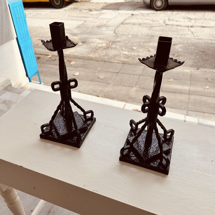 Ръчно ковани шведски свещници – комплект, масивно желязо