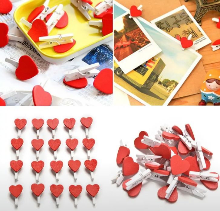 Декоративные прищепки с сердечком для открыток,подарков,поделок