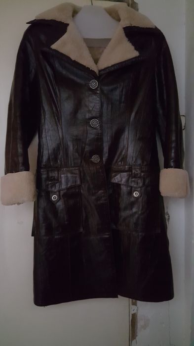 Кожанный длинный джакет