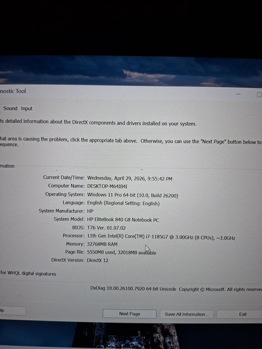 HP 840 G8, i7, 32 gb RAM, SSD 512 gb