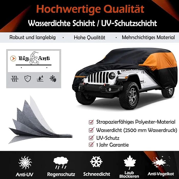 Водоустойчиво покривало за Jeep Wrangler 2 врати, черно/ оранжево