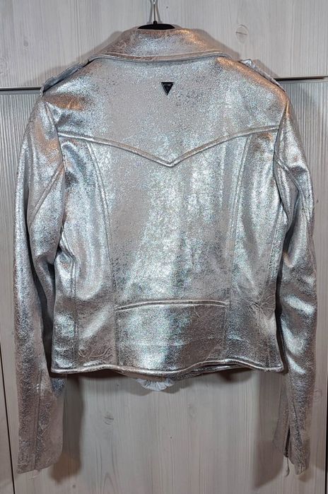 Geaca GUESS, Jacheta GUESS Scratched Foil, Geaca Biker, Marime (S)