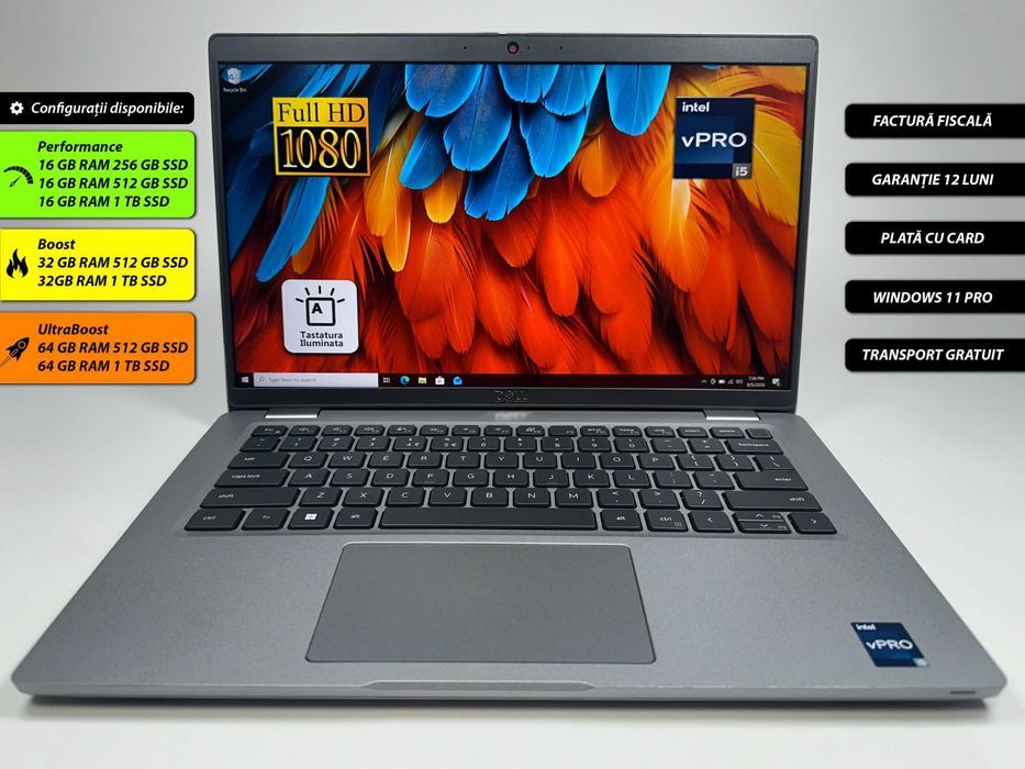 Laptop Dell Latitude 5430 Intel i5-1245U 64 gb ram 256 gb ssd Ecran 14 inch Full HD Gama business ultrabook Windows 11 Factura si Garantie 1 an