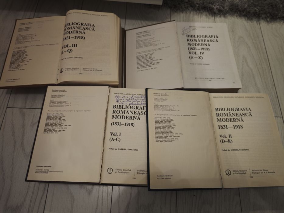Set Bibliografia românească moderna, Complet,4 vol,RAR