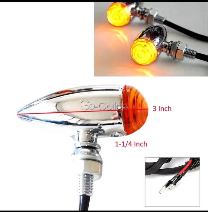 Semnalizari moto din metal Chopper, Bobber, Retro glonț etc