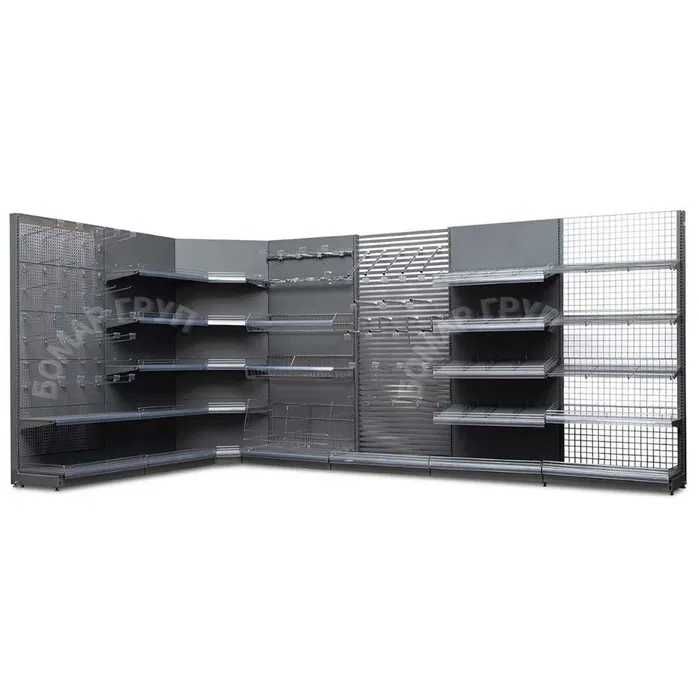 ПРОМО! Крайстенен стелаж за магазин бял или тъмно сив мат!