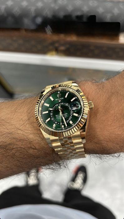 Rolex Sky-Dweller Jubilee Green Money Dial Gold 18k