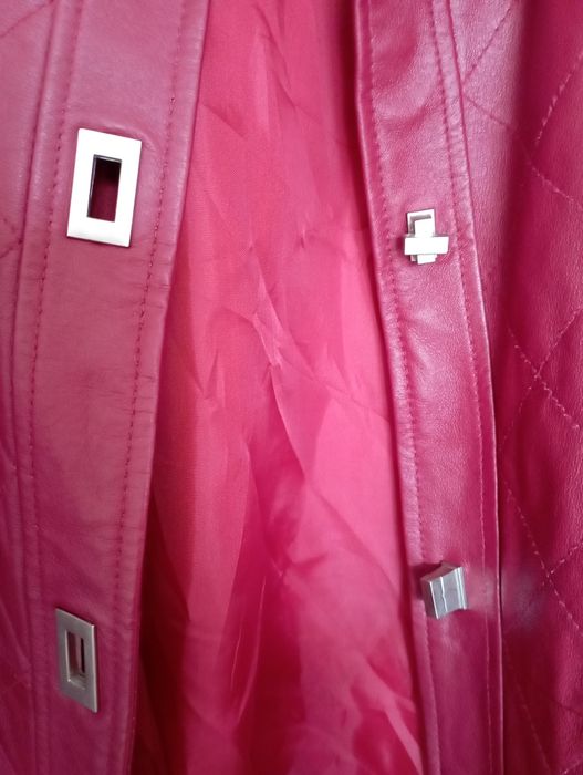 Дамско яке в бордо, естествена кожа L