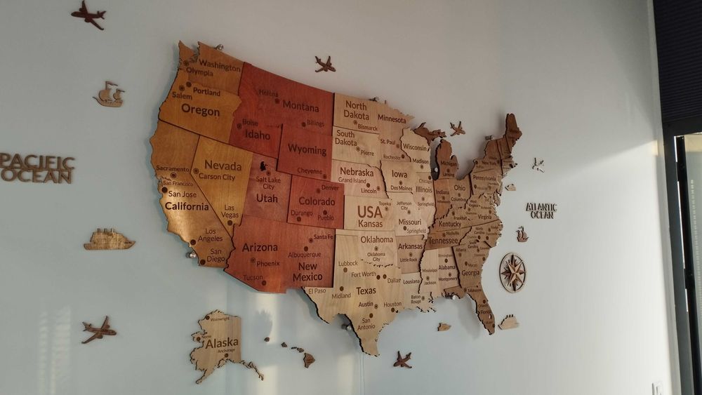 3d karta, USA map, 3Д карта США, 3D Yog‘och AQSH Xaritasi