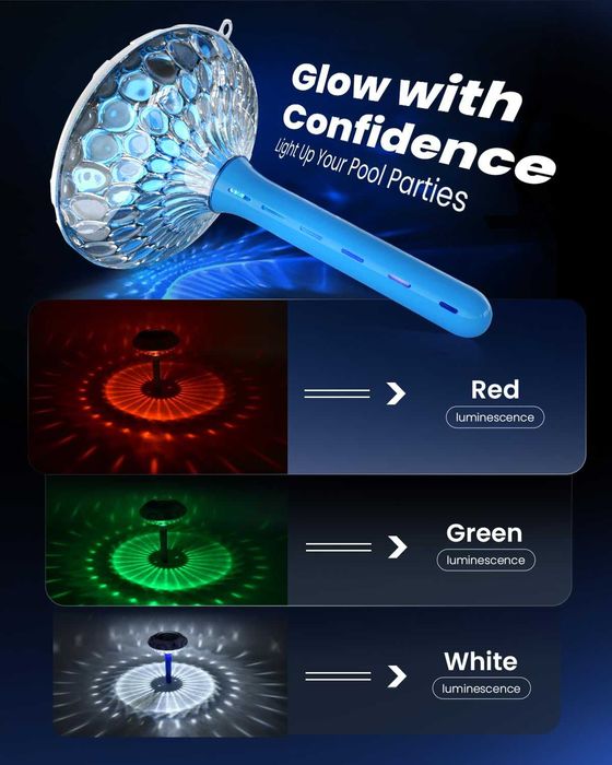 Соларен термометър  с 8 RGBW цветови режима, два цифрови дисплея