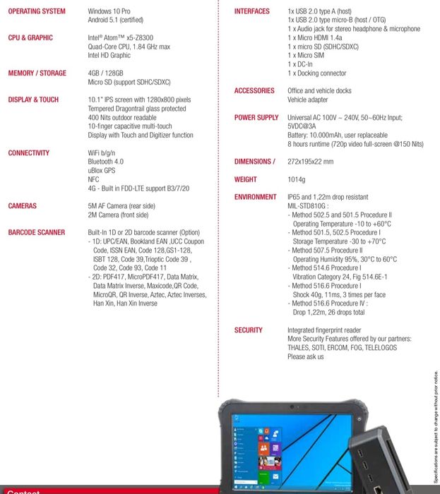Tableta diagnoza auto Fielbook Getac rezistenta la socuri