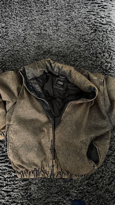 Zara puffer denim jacket