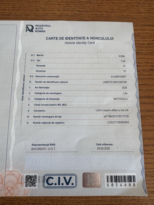 Triciclu 2 locuri, Basculabil nou Garantie, Fara Permis!