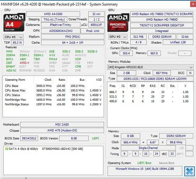 Kit Placa de baza MSI FM2,Procesor A4 5300 3.6 Ghz,+8G Ram DDR3