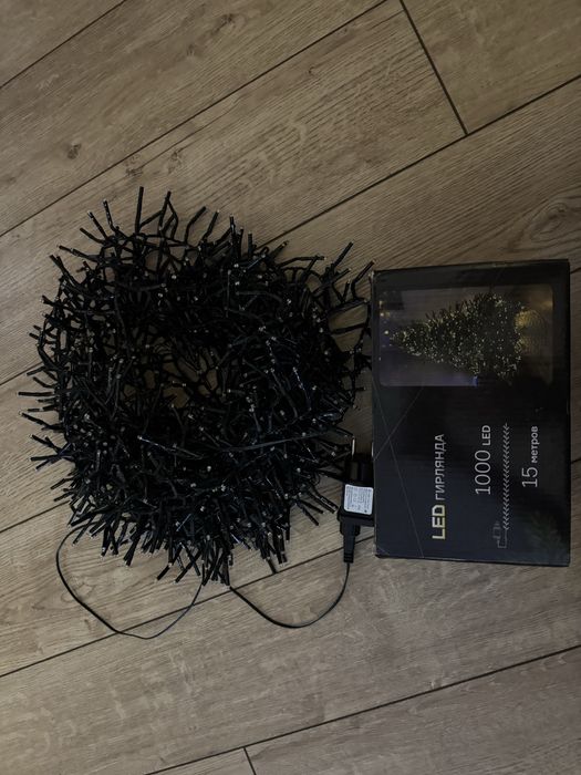 Гирлянда 1000 led, холодный белый (цвет), 15 метров