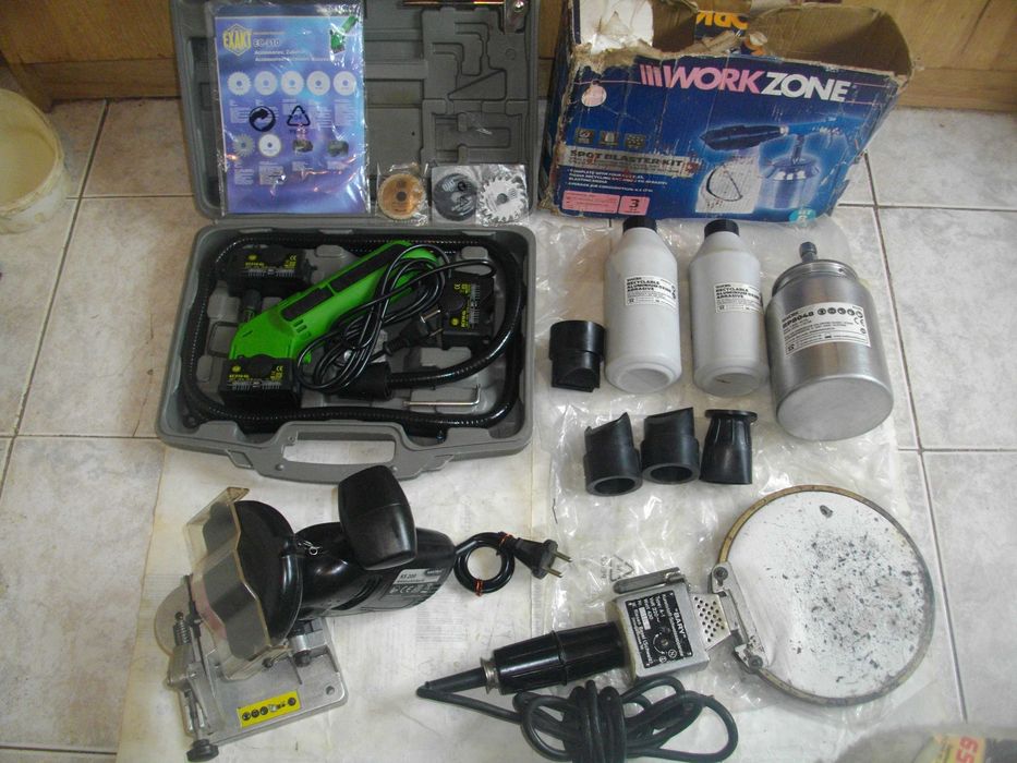 Комплект Пневматичен Пясъкоструене Ел.Роторайзер  Машина точене вериги