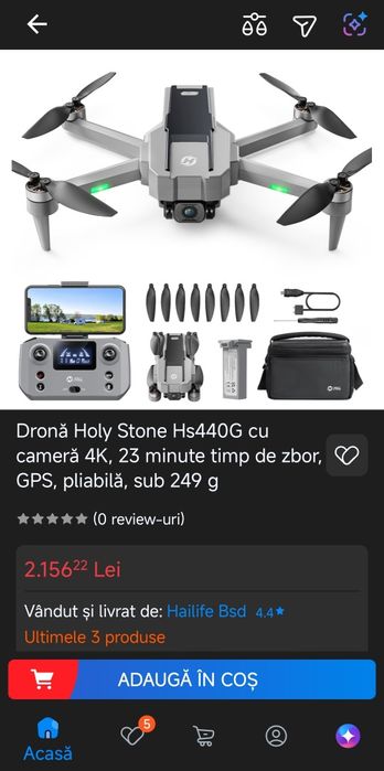 Dronă Holy Stone HS440G 4K GPS 23 min zbor