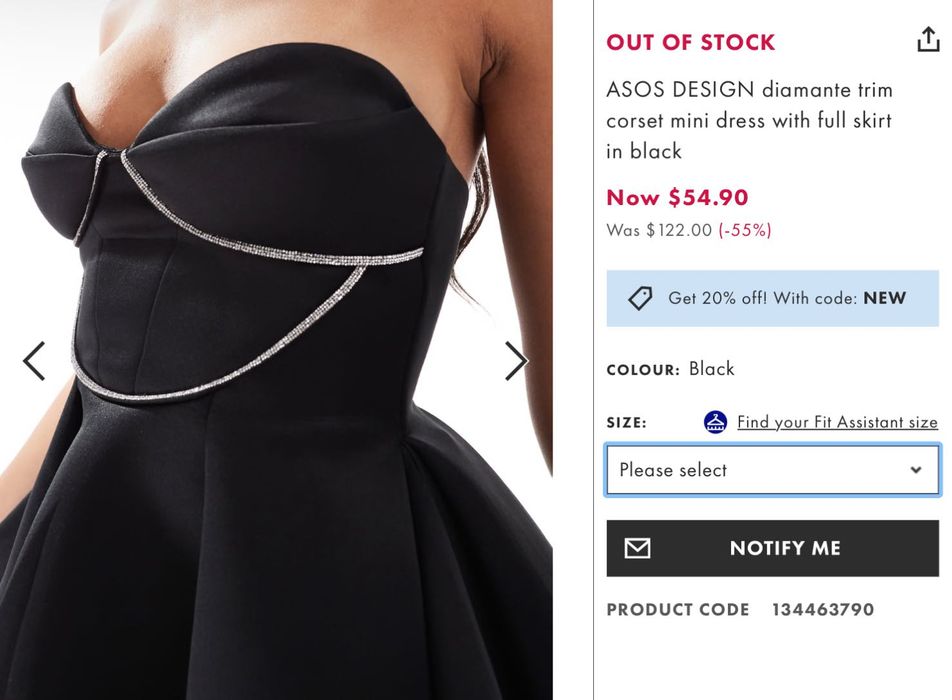 Къса корсетна рокля ASOS DESIGN