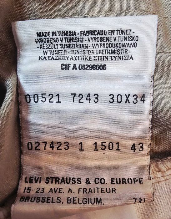 Blugi iconici Levi's 521 beige -100% Bumbac - W30 L34 old money - regular