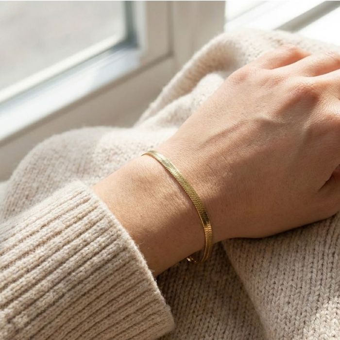 Bratara Premium Placata Aur 18K - Model Snake Minimalist, Set Cadou