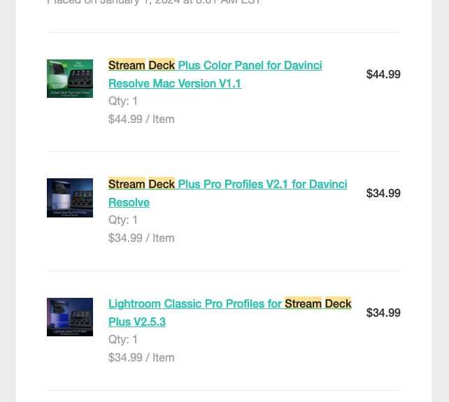Elgato Stream Deck + si profile premium pentru davinci si lightroom