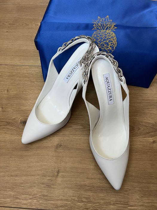 Pantofi albi slingback