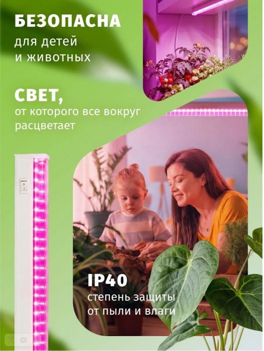Фитолампа линейная для растений 10 Вт красно-синего спектра NAVIGATOR