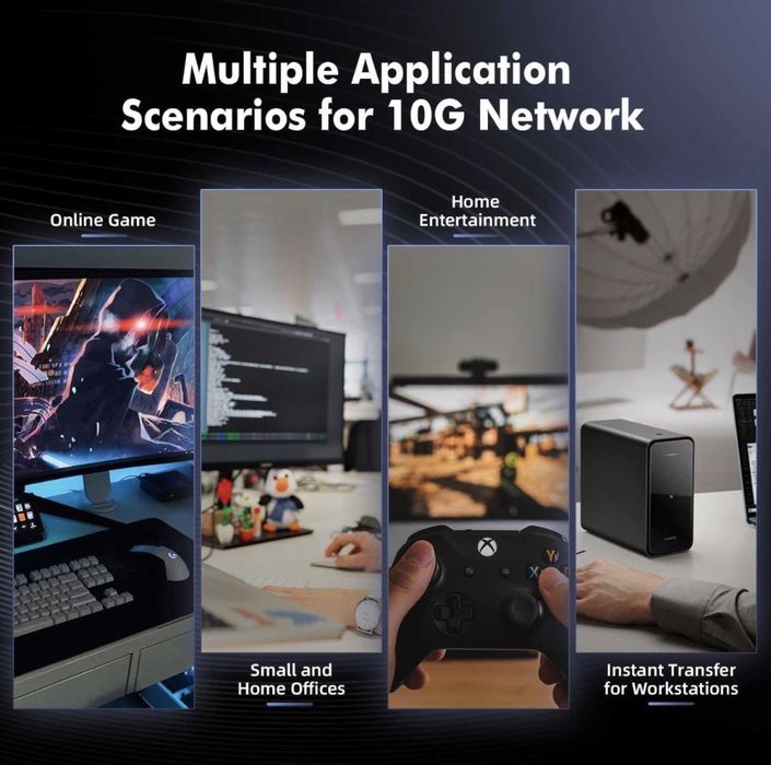 Switch retea 10G YuLinca M10G080GT RJ45 8 port gestionat,negociere automată Ethernet 10G/5G/2.5G/1000M,lățime bandă 160Gbps,suport LACP/QOS/VLAN/IGMP