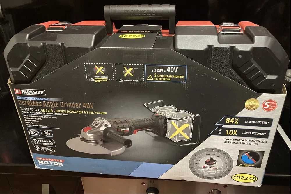 Parkside performance Ъглошлайф , неотварян Angle Grinder 40V 20Vx2