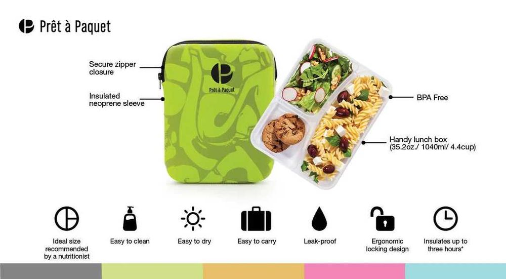 Caserola / Cutie de prânz cu husa termica Prêt à Paquet 245x 188x 53mm