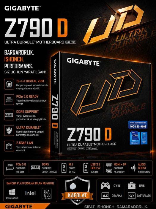 GIGABYTE brendidan OnaPlatalar OPTOM narxlarda